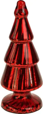 Werner Voss kerstfiguur glas kerstboom 10x10x25cm rood