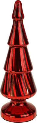 Werner Voss kerstfiguur glas kerstboom 12x12x36cm rood