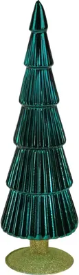 Werner Voss kerstfiguur glas kerstboom 9.5x9.5x34cm groen