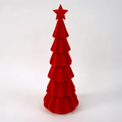 Werner Voss kerstfiguur kunststof kerstboom met ster 27x27x76cm rood