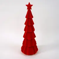 Werner Voss kerstfiguur kunststof kerstboom met ster 27x27x76cm rood