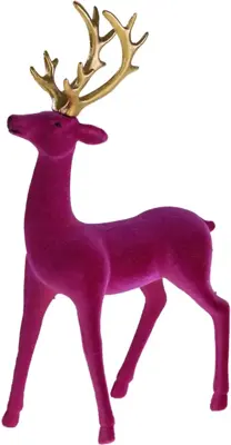 Werner Voss kerstfiguur kunststof rendier 18x7x24.5cm roze