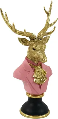 Werner Voss kerstfiguur polyresin hert 28.5x18.5x53cm roze
