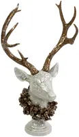 Werner Voss kerstfiguur polyresin hert met krans 23.5x21x54.5cm champagne, wit kopen?
