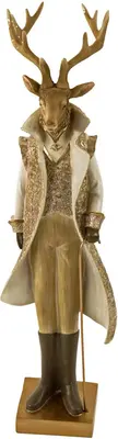 Werner Voss kerstfiguur polyresin hert met wandelstok 21x17.5x62cm goud