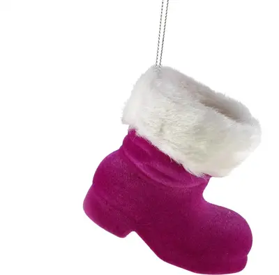 Werner Voss kunststof kerst ornament laars 9cm magenta