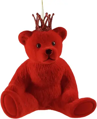 Werner Voss kunststof kerst ornament teddybeer met kroon 21cm rood