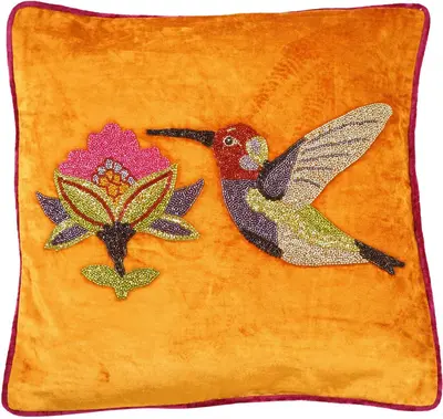 Werner Voss kussen kolibrie 45x45cm oranje