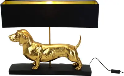 Werner Voss tafellamp polyresin teckel 60x14x48.5cm goud, zwart