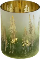 Werner Voss theelichthouder glas dennenboom 12x15cm groen, wit kopen?