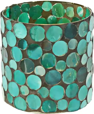 Werner Voss theelichthouder glas mosaic 10x10cm turquoise