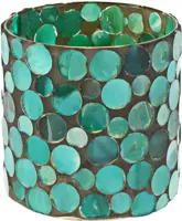 Werner Voss theelichthouder glas mosaic 10x10cm turquoise kopen?
