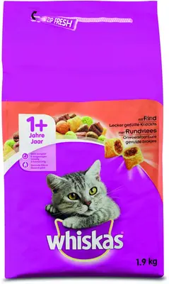WHISKAS Droogvoer voor volwassen katten 1.9kg stazak
