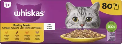 WHISKAS  Natvoer voor volwassen katten 80*85g multipack