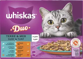 WHISKAS Natvoer voor volwassen katten  surf en turf in gelei 12*85g multipack kopen?