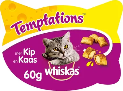 Whiskas Temptations kip & kaas 60g
