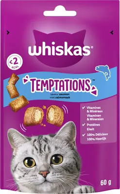Whiskas Temptations Zalm – Kattensnacks 60g