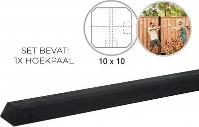 Woodvision betonschutting hoekset gecoat antraciet voor tuinscherm 180x180 cm - afbeelding 2