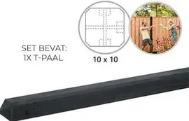 Woodvision betonschutting t-paal set gecoat antraciet voor tuinscherm 180x180 cm - afbeelding 2