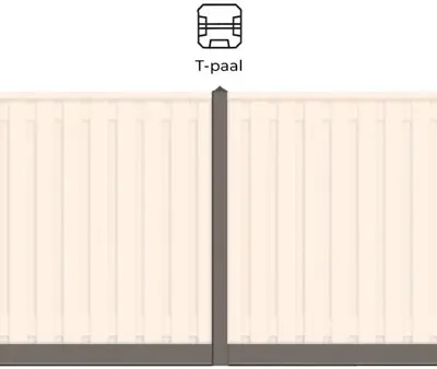 Woodvision betonschutting t-paal set gecoat antraciet voor tuinscherm 180x180 cm - afbeelding 1