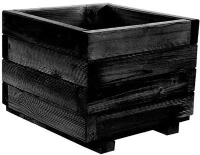 Woodvision bloembak zwart 40x40x32cm - afbeelding 1