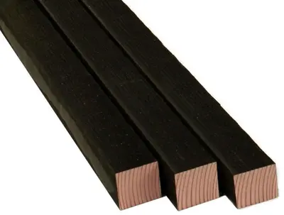 Woodvision Douglas Paal Geschaafd – 6,5 x 6,5 x 300 cm – Zwart Gespoten - afbeelding 1