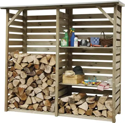 Woodvision grenen haardhoutberging twin geimpregneerd