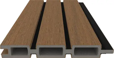 Woodvision NewTechWood composiet schermplank 2,1x16x180cm teak/zwart - afbeelding 1