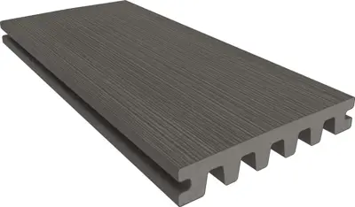 Woodvision Newtechwood hkc co-extrusie enkelzijdig dekdeel houtstructuur 2,3x13,8x400 cm silver gray - afbeelding 1