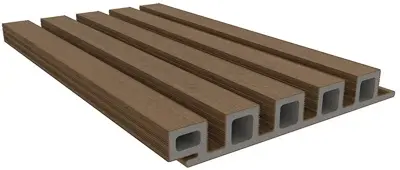 Woodvision Newtechwood hkc co-extrusie wand bekleding castellation 25 profiel 2,5x19,6x290 cm teak - afbeelding 3