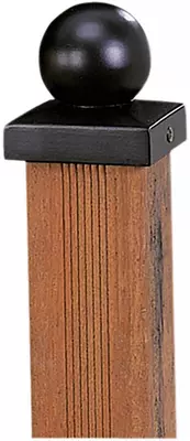 Woodvision paalornament bol op plaat 9x9 cm metaal zwart