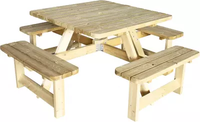 Woodvision picknicktafel vierkant 200x200x87cm