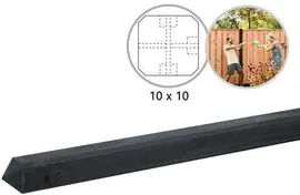 Woodvision T-paal beton met diamantkop 10x10x280 cm antraciet gecoat kopen?