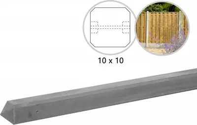 Woodvision tussenpaal beton diamantkop 10x10x180 cm grijs ongecoat t.b.v. scherm 90 cm
