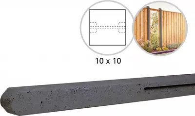 Woodvision tussenpaal stampbeton 10x10x310 cm antraciet t.b.v. recht scherm 2 betonplaten