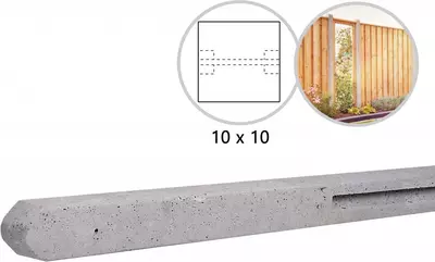 Woodvision tussenpaal stampbeton 10x10x310 cm grijs t.b.v. recht scherm met 2 betonplaten - afbeelding 2