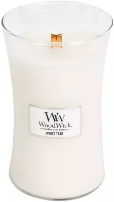 WoodWick large candle white teak 