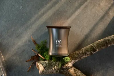 WoodWick medium candle limited edition melanite mist gunmetal - afbeelding 6