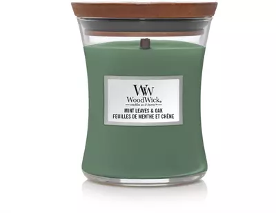 WoodWick medium candle mint leaves & oak 