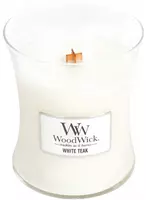 WoodWick medium candle white teak 