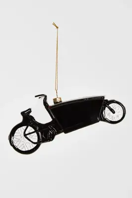 Yup in de boom glazen kerstbal bakfiets 15cm zwart - afbeelding 1