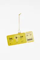 Yup in de boom glazen kerstbal boardingpass curaçao 12cm geel - afbeelding 1