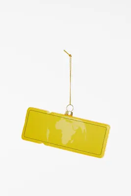 Yup in de boom glazen kerstbal boardingpass curaçao 12cm geel - afbeelding 2