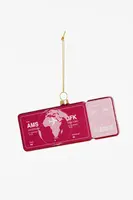 Yup in de boom glazen kerstbal boardingpass new york 12cm bordeauxrood - afbeelding 1