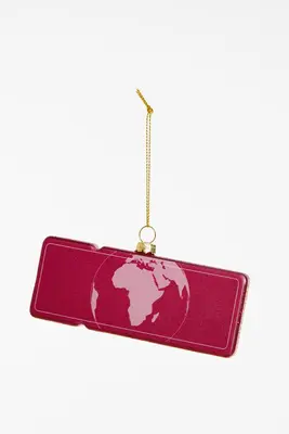 Yup in de boom glazen kerstbal boardingpass new york 12cm bordeauxrood - afbeelding 2