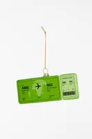 Yup in de boom glazen kerstbal boardingpass rio de janeiro 12cm groen - afbeelding 1