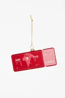 Yup in de boom glazen kerstbal boardingpass tokio 12cm rood - afbeelding 1