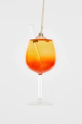 Yup in de boom glazen kerstbal cocktail spritz 12cm oranje - afbeelding 1