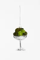 Yup in de boom glazen kerstbal coupe olijven 8cm zilver, groen - afbeelding 1