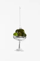 Yup in de boom glazen kerstbal coupe olijven 8cm zilver, groen - afbeelding 2